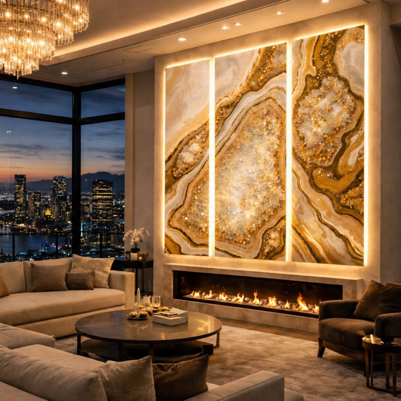 Aurora Geode Triptych